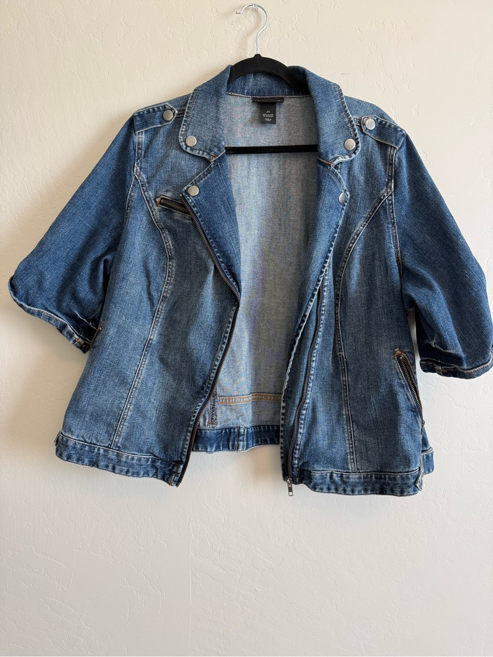 Lane Bryant Blue Denim Jacket with Contrast Stitching #P309
